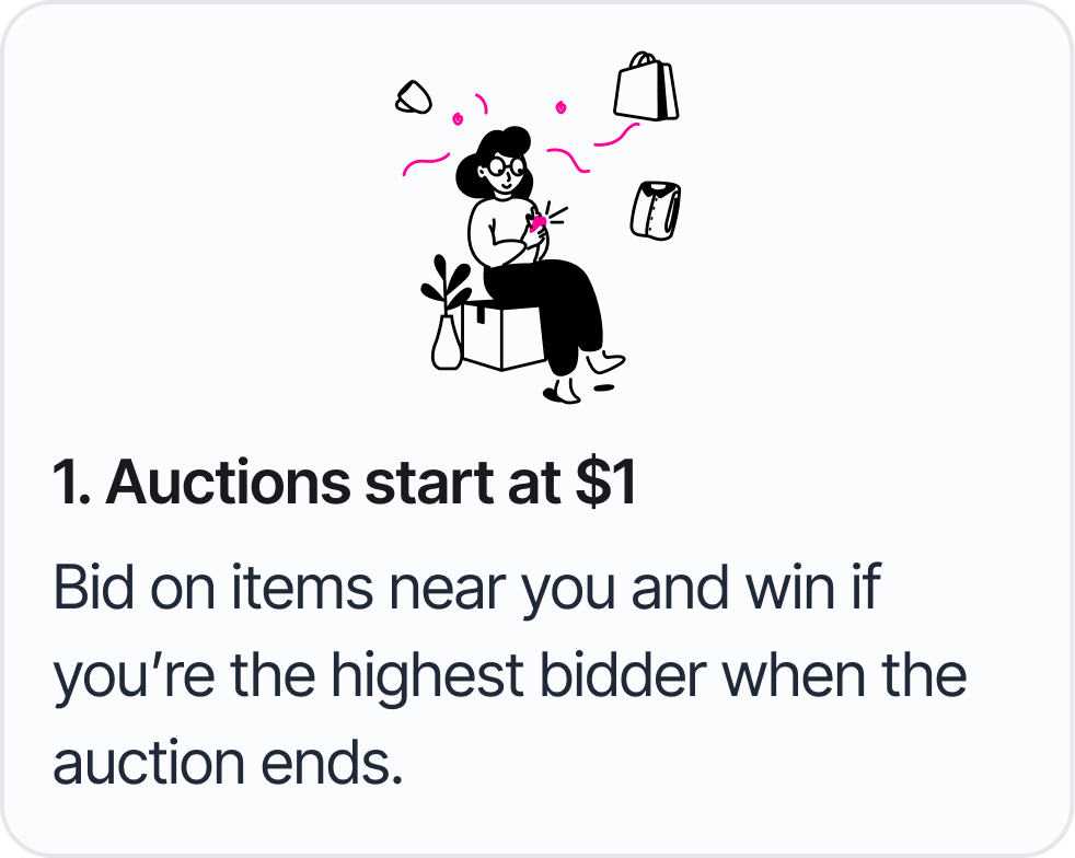 Auctions start at $1 graphic.
